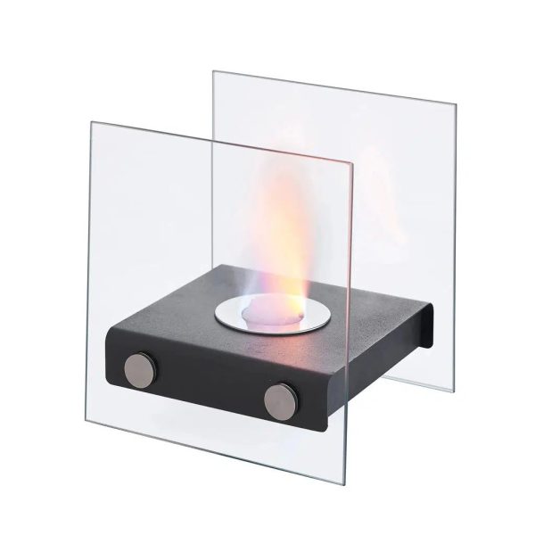 Danya B Square Tabletop Smokeless Fireplace With Clear Glass Panels For Indoor   Outdoor Use (SE62132) Supply