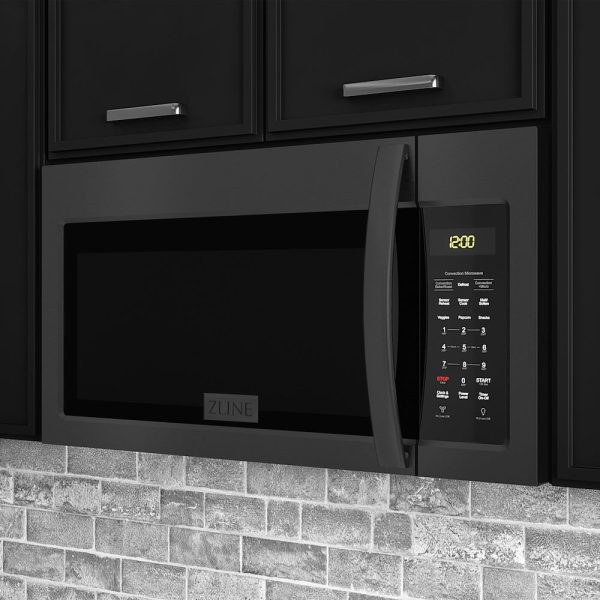 ZLINE Black Stainless Steel Over the Range Convection Microwave Oven with Modern Handle (MWO-OTR-BS) Online Hot Sale