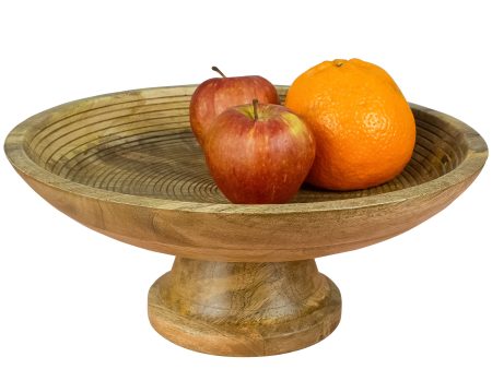 Wooden Pedestal Bowl for Fruit with Detachable Base for Home and Kitchen Design (Brown) Hot on Sale