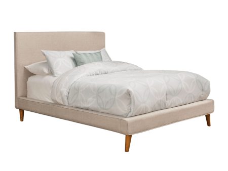 Alpine Britney California King Upholstered Platform Bed, Light Grey Linen Online Hot Sale