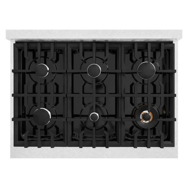 ZLINE 36 in. 5.2 cu. ft. Select Gas Range with 6 Burner Cooktop and Convection Gas Oven in DuraSnow® Stainless Steel with White Matte Door (HGRS-WM-36) Online