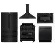 ZLINE Kitchen Package with Black Stainless Steel Refrigeration, 30 in. Dual Fuel Range, 30 in. Range Hood, Microwave Drawer, and 24 in. Tall Tub Dishwasher (5KPR-RABRH-MWDWV) Online