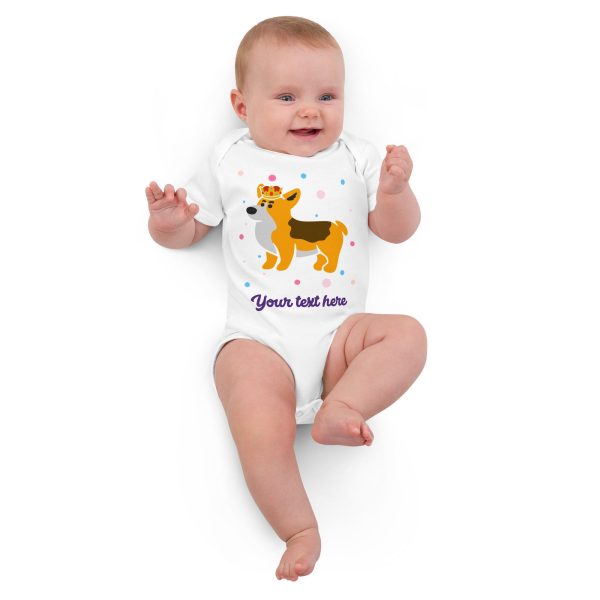 Personalised Custom Text - Baby Bodysuit - London Doodles - Royal Corgi Fashion