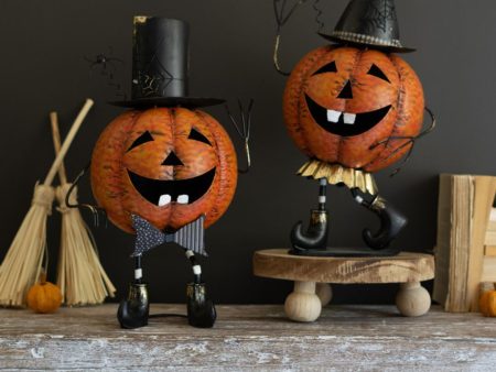 Kalalou Set of 2 Painted Metal Dancing Jack-O-Lanterns Hot on Sale