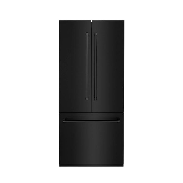 ZLINE 36 in. 19.6 cu. ft. French Door Built-In Bottom Freezer Refrigerator with Water Dispenser and Ice Maker in Black Stainless Steel (RBIV-BS-36) Hot on Sale