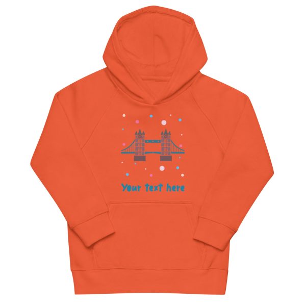 Personalised Custom Text - Kids Eco Hoodie - London Doodles - Tower Bridge Online