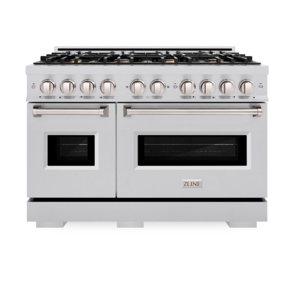 ZLINE 48 in. 6.7 cu. ft. Classic Double Oven Dual Fuel Range in Stainless Steel with 8 Brass Burners (CDR-BR-48) Discount