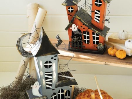 Kalalou Set of 2 Halloween Houses with LED Lights Online now