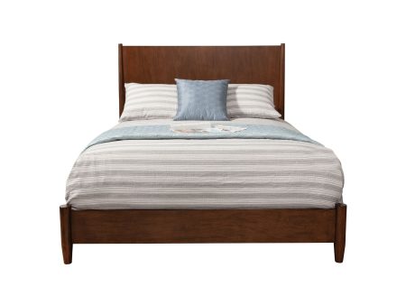 Alpine Flynn Mid Century Modern California King Panel Bed, Walnut Discount