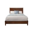 Alpine Flynn Mid Century Modern Queen Panel Bed, Walnut For Sale