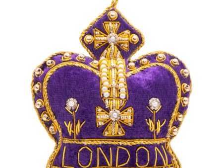 London Royal Crown Stitched Christmas Decoration - Purple Online Hot Sale