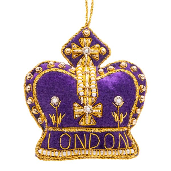 London Royal Crown Stitched Christmas Decoration - Purple Online Hot Sale