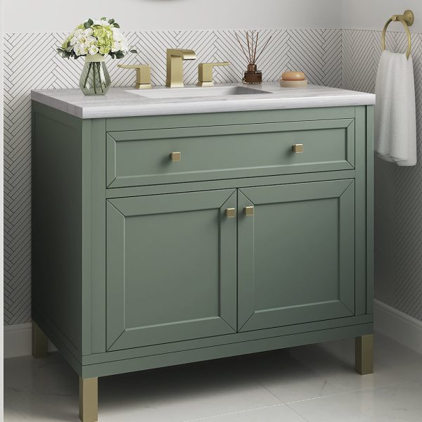 James Martin Vanities Chicago Collection 36 in. Single Vanity in Smokey Celadon with Countertop Options Cheap