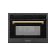 ZLINE Autograph Edition 24 in. 1.6 cu ft. Built-in Convection Microwave Oven in Black Stainless Steel with Polished Gold Accents (MWOZ-24-BS-G) Online now