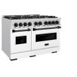 ZLINE Autograph Edition 48 in. 6.7 cu. ft. Classic Double Oven Dual Fuel Range with 8 Burner Gas Cooktop in Stainless Steel with White Matte Door and Matte Black Accents (CDRZ-WM-48-MB) Sale