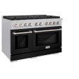 ZLINE 48 in. 6.7 cu. ft. Paramount Double Oven Gas Range with 8 Burner Cooktop in DuraSnow® Stainless Steel with Black Matte Doors (SGRS-BLM-48) Online Hot Sale