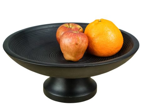 Wooden Pedestal Fruit Bowl with Adjustable Base – Mango Wood Decorative Bowl (Black) Online