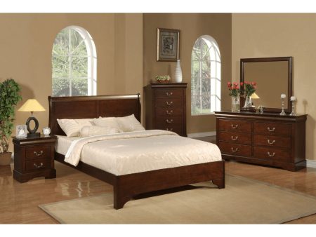 Alpine West Haven California King Low Footboard Sleigh Bed, Cappuccino Cheap