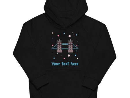 Personalised Custom Text - Kids Eco Hoodie - London Doodles - Tower Bridge Online