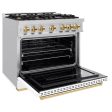 ZLINE Autograph Edition 36 in. 5.2 cu. ft. Classic Gas Range with 6 Burner Cooktop and Convection Gas Oven in Stainless Steel with White Matte Door and Polished Gold Accents (CGRZ-WM-36-G) Online Sale