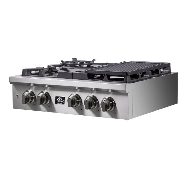 Forno Spezia 30 in. 5 Burner Gas Cooktop with Wok Ring and Griddle in Stainless Steel (FCTGS5751-30) Fashion