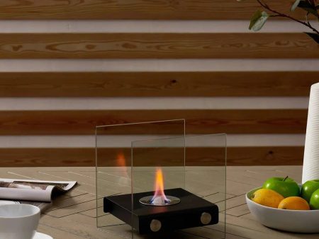 Danya B Square Tabletop Smokeless Fireplace With Clear Glass Panels For Indoor   Outdoor Use (SE62132) Supply