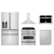 ZLINE Kitchen Package with Water and Ice Dispenser Refrigerator, 30 in. Dual Fuel Range, 30 in. Range Hood, Microwave Drawer, and 24 in. Tall Tub Dishwasher (5KPRW-RARH30-MWDWV) Online now