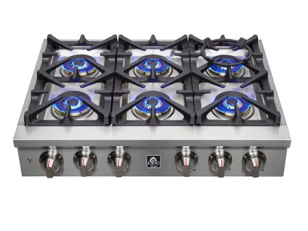 Forno Spezia 36 in. 6 Burner Gas Cooktop with Wok Ring and Griddle in Stainless Steel (FCTGS5751-36) Cheap