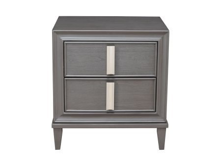 Alpine Lorraine 2 Drawer Nightstand, Dark Gray Discount