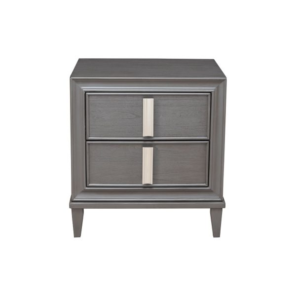 Alpine Lorraine 2 Drawer Nightstand, Dark Gray Discount