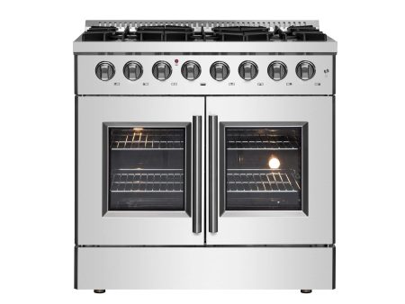 Forno Galiano 36 in. 5.36 cu. ft. French Door Freestanding Dual Fuel Range with Gas Stove and Electric Oven in Stainless Steel (FFSGS6356-36) Hot on Sale