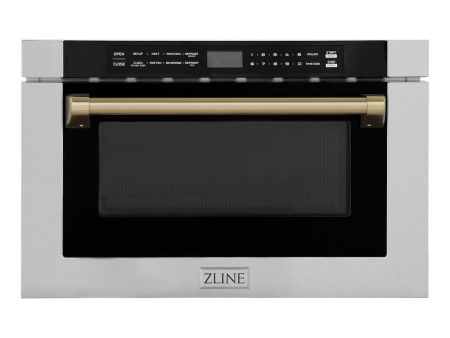 ZLINE Autograph Edition 24 in. 1.2 cu. ft. Built-in Microwave Drawer with a Traditional Handle in Stainless Steel and Champagne Bronze Accents (MWDZ-1-H-CB) Sale