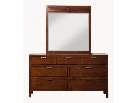 Alpine Carmel 7 Drawer Dresser, Cappuccino Cheap