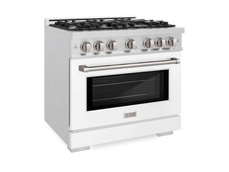 ZLINE 36 in. 5.2 cu. ft. Select Gas Range with 6 Burner Cooktop and Convection Gas Oven in DuraSnow® Stainless Steel with White Matte Door (HGRS-WM-36) Online