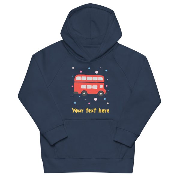 Personalised Custom Text - Kids Eco Hoodie - London Doodles - Bus on Sale