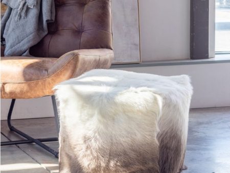 Moe s 16 in. Lamb Fur Pouf with Cappuccino Ombre Design Online