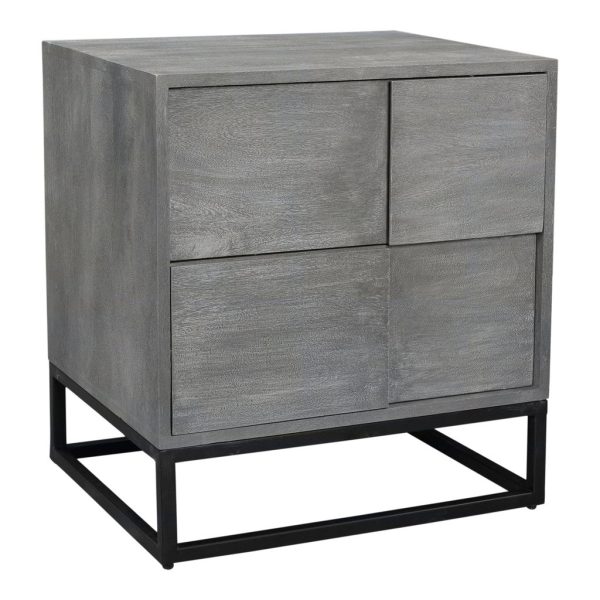 Moe s Felix Collection 24 in. Acacia Nightstand in Grey with Iron Accents Online Sale