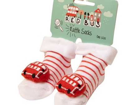 Little Red Bus All Aboard Baby Rattle Socks Hot on Sale