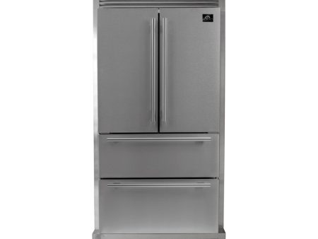 Forno Moena - 36 in. 19 cu. ft. French Door Counter Depth Refrigerator with Decorative Grill Trim Kit in Stainless Steel (FFRBI1820-40SG) Online Sale