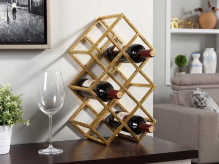 Danya B Sparkling Gold 9 Bottle Metal Wine Rack (DS041) For Discount