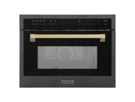 ZLINE Autograph Edition 24 in. 1.6 cu ft. Built-in Convection Microwave Oven in Black Stainless Steel with Champagne Bronze Accents (MWOZ-24-BS-CB) Supply