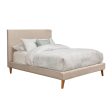 Alpine Britney Standard King Upholstered Platform Bed, Light Grey Linen Cheap