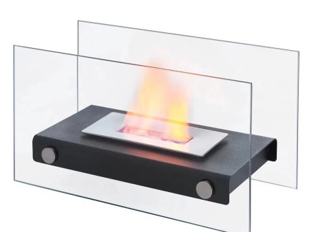 Danya B Rectangular Tabletop Smokeless Fireplace With Clear Glass Panels For Indoor   Outdoor Use (SE62135) Fashion