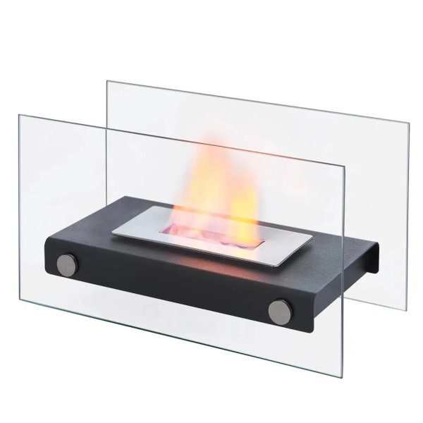 Danya B Rectangular Tabletop Smokeless Fireplace With Clear Glass Panels For Indoor   Outdoor Use (SE62135) Fashion