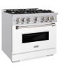 ZLINE 36 in. 5.2 cu. ft. Classic Gas Range with 6 Burner Cooktop and Convection Gas Oven in Stainless Steel with White Matte Door (CGR-WM-36) Supply