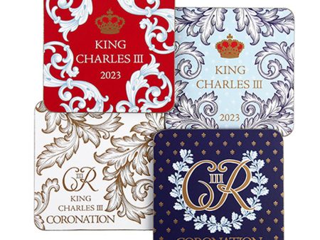 King Charles III Coronation Regalia Coasters Set of 4 Supply