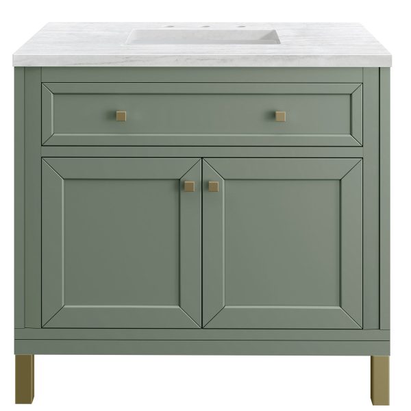 James Martin Vanities Chicago Collection 36 in. Single Vanity in Smokey Celadon with Countertop Options Cheap