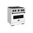 ZLINE Autograph Edition 30 in. 4.2 cu. ft. Classic Gas Range with 4 Burner Cooktop and Convection Gas Oven in Stainless Steel with White Matte Door and Matte Black Accents (CGRZ-WM-30-MB) Online Sale