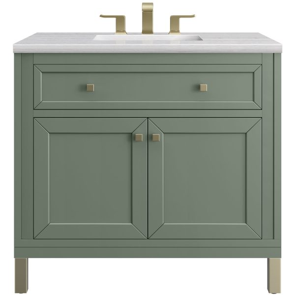 James Martin Vanities Chicago Collection 36 in. Single Vanity in Smokey Celadon with Countertop Options Cheap