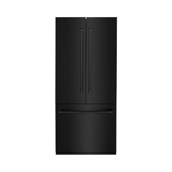 ZLINE 36 in. 19.6 cu. ft. French Door Built-In Bottom Freezer Refrigerator with Water Dispenser and Ice Maker in Black Stainless Steel (RBIV-BS-36) Hot on Sale